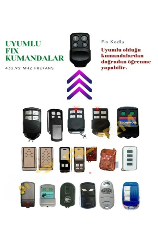 ZETEK UK43 Rolling   Fıx Akıllı Kumanda Garaj Kepenk Bariyer Kumandası