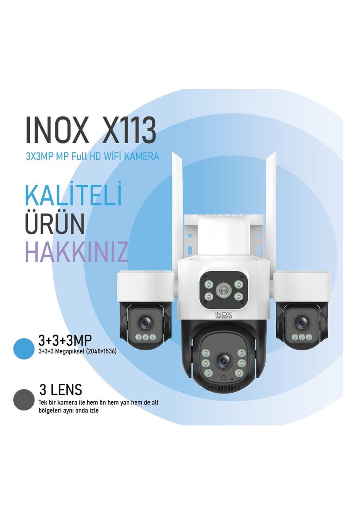 X113 9 MP Üç Lens WiFi PTZ Kamera