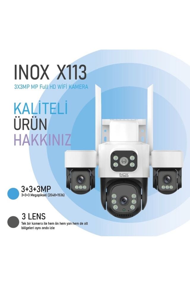 X113 9 MP Üç Lens WiFi PTZ Kamera