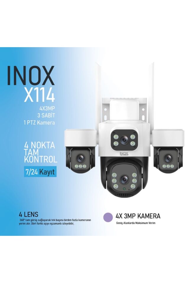 X114 12 MP Dört Lens WiFi PTZ Kamera
