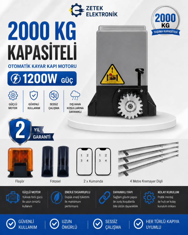 ZTX Titan 2000 kg – 1200W Yana Kayar Kapı Motoru Seti